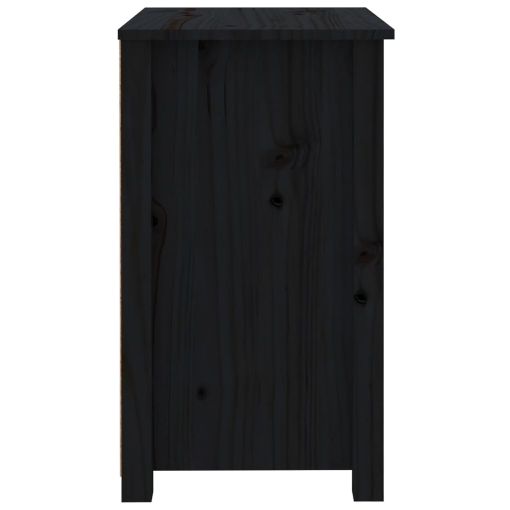 Bedside Cabinet Black - Solid Wood Pine