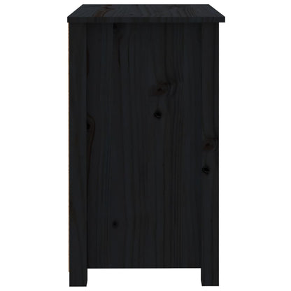 Bedside Cabinet Black - Solid Wood Pine