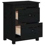 Bedside Cabinet Black - Solid Wood Pine