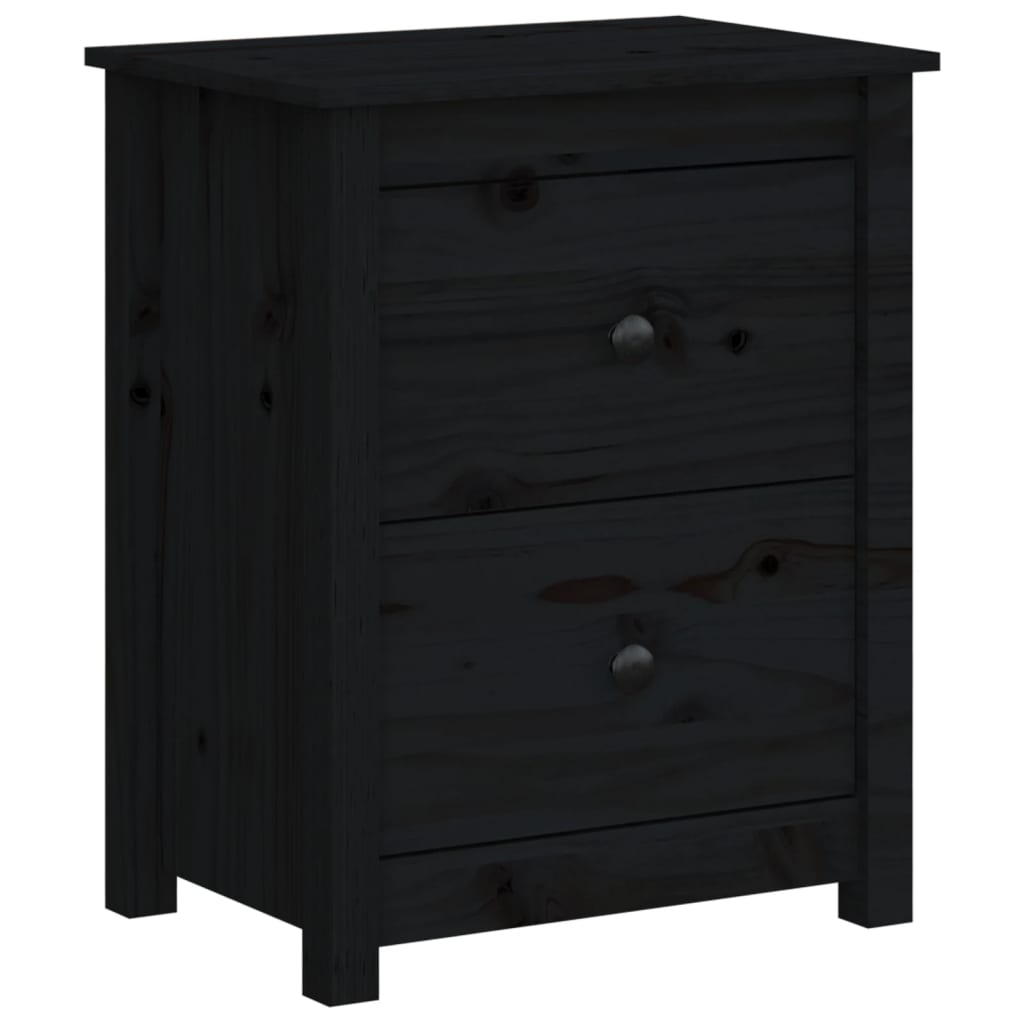Bedside Cabinets 2 pcs Black Solid Wood