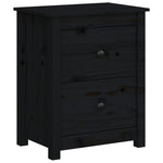 Bedside Cabinets 2 pcs Black Solid Wood