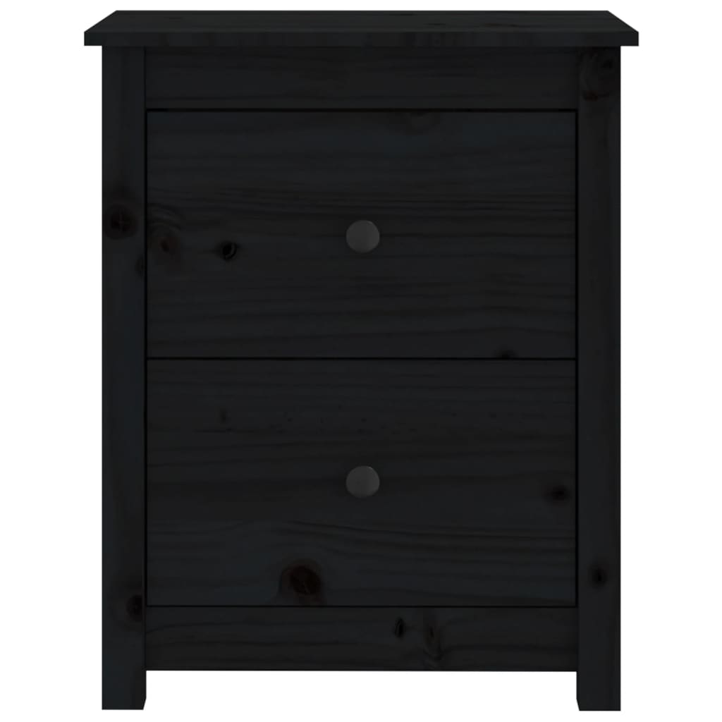 Bedside Cabinets 2 pcs Black Solid Wood