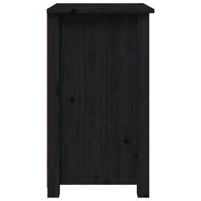 Bedside Cabinet Black Solid Wood Pine