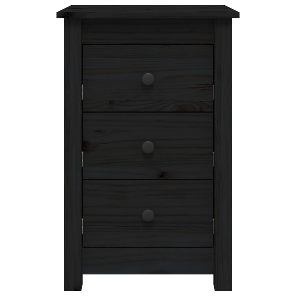 Bedside Cabinets 2 pcs Black Solid Wood Pine