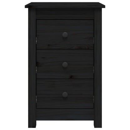 Bedside Cabinets 2 pcs Black Solid Wood Pine