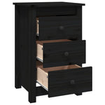 Bedside Cabinets 2 pcs Black Solid Wood Pine