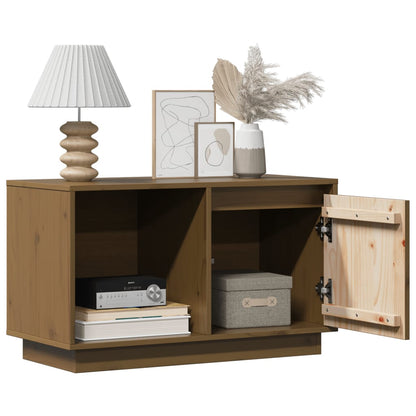 TV Cabinet Honey Brown Solid Wood Pine - 74×35×44cm