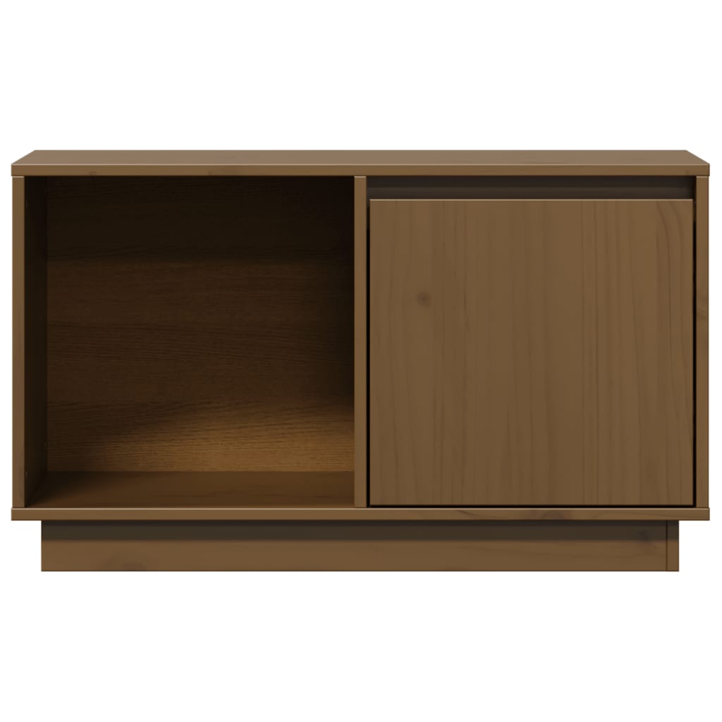TV Cabinet Honey Brown Solid Wood Pine - 74×35×44cm