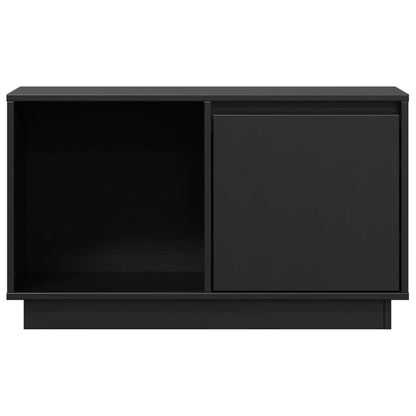 TV Cabinet Black Solid Wood Pine