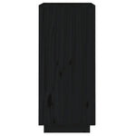 Sideboard Black Solid Wood Pine