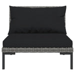 13 Piece Garden Lounge Set with Cushions Dark Grey Poly Rattan