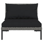 10 Piece Garden Lounge Set with Cushions Dark Grey Poly Rattan
