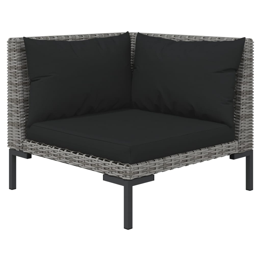 14 Piece Garden Lounge Set with Cushions Poly Rattan-Dark Grey