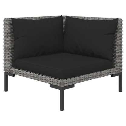 14 Piece Garden Lounge Set with Cushions Poly Rattan-Dark Grey