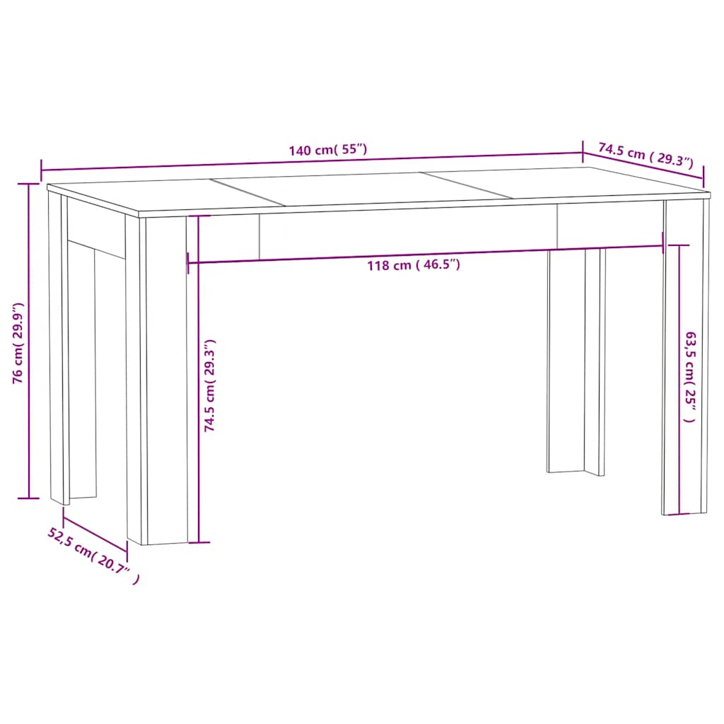 Smoked Oak Dining Table 140cm Engineered Wood | HomeAndLiving