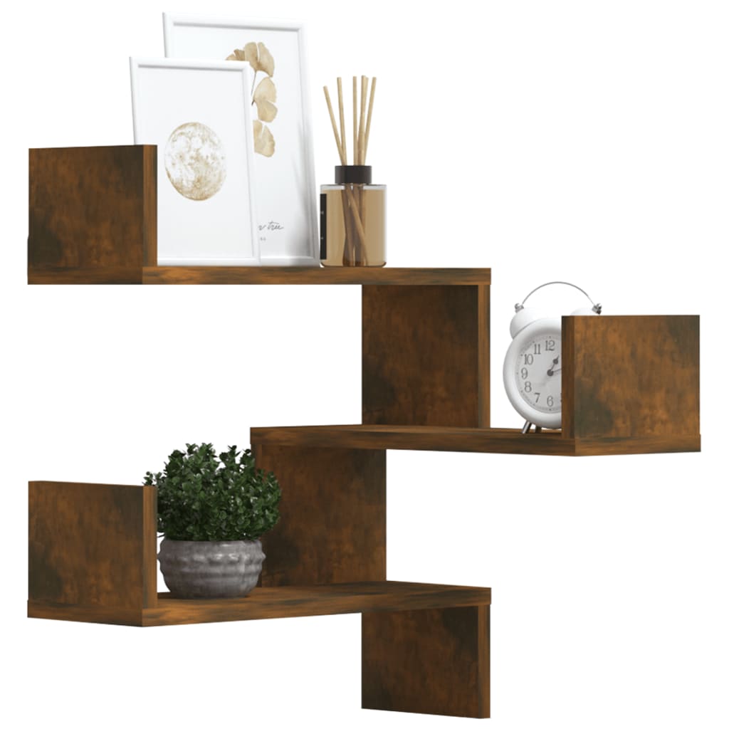 Wall Corner Shelves Set 2 Smoked Oak | HomeAndLiving