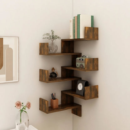 Wall Corner Shelves Set 2 Smoked Oak | HomeAndLiving