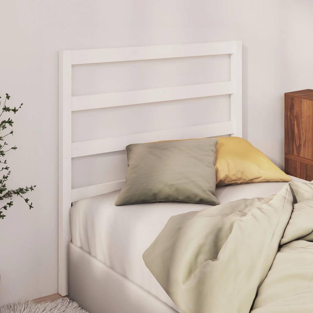 Stylish Bed Headboard White Solid Wood Pine
