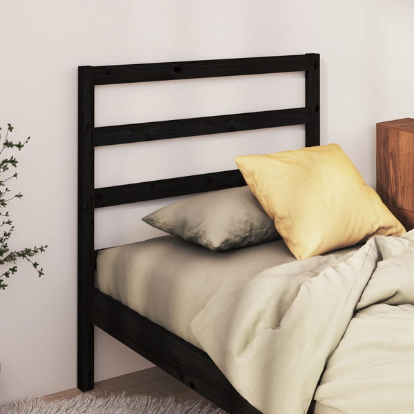  Bed Headboard Black Solid Wood