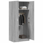 Engineered Wood Wardrobe Cabinet Freestanding Clothes Storage with Hanging Rail