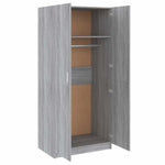 Engineered Wood Wardrobe Cabinet Freestanding Clothes Storage with Hanging Rail