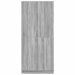 Engineered Wood Wardrobe Cabinet Freestanding Clothes Storage with Hanging Rail