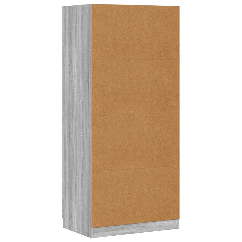 Engineered Wood Wardrobe Cabinet Freestanding Clothes Storage with Hanging Rail