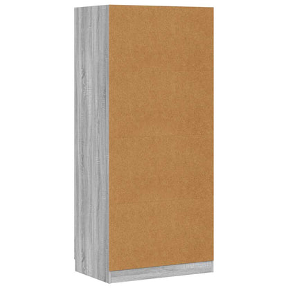Engineered Wood Wardrobe Cabinet Freestanding Clothes Storage with Hanging Rail