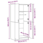 Engineered Wood Wardrobe Cabinet Freestanding Clothes Storage with Hanging Rail