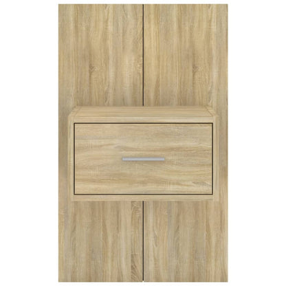 Wall Bedside Cabinet Oak Engineered Wood