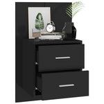 Black Engineered Wood Wall Bedside Cabinet