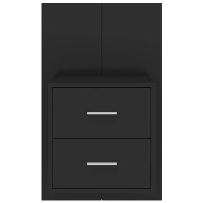 Black Engineered Wood Wall Bedside Cabinet