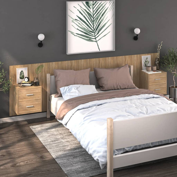  Wall Bedside Cabinets 2 pcs Sonoma Oak Engineered Wood