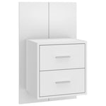 Wall Bedside Cabinet White High Gloss Engineered Wood