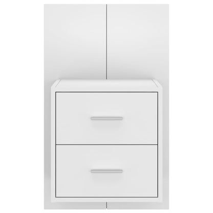 Wall Bedside Cabinet White High Gloss Engineered Wood