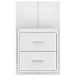 Wall Bedside Cabinet White High Gloss Engineered Wood