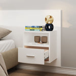 Wall Bedside Cabinet White Engineered Wood