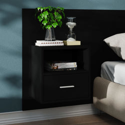 Wall Bedside Cabinet Black Engineered Wood