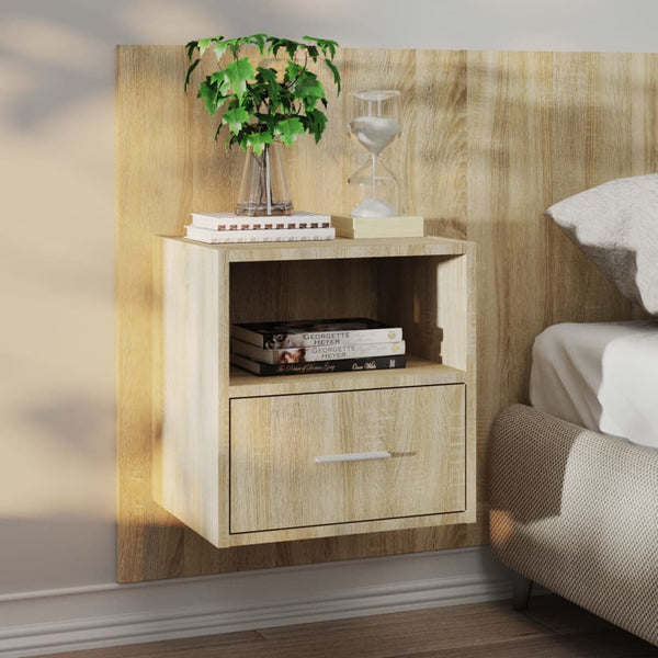  Wall Bedside Cabinet Sonoma Oak Engineered Wood