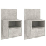 Wall Bedside Cabinets Concrete Grey Engineered Wood 2 pcs