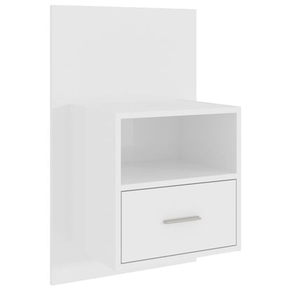 Wall Bedside Cabinet High Gloss White Engineered Wood