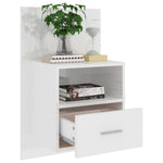 Wall Bedside Cabinet High Gloss White Engineered Wood