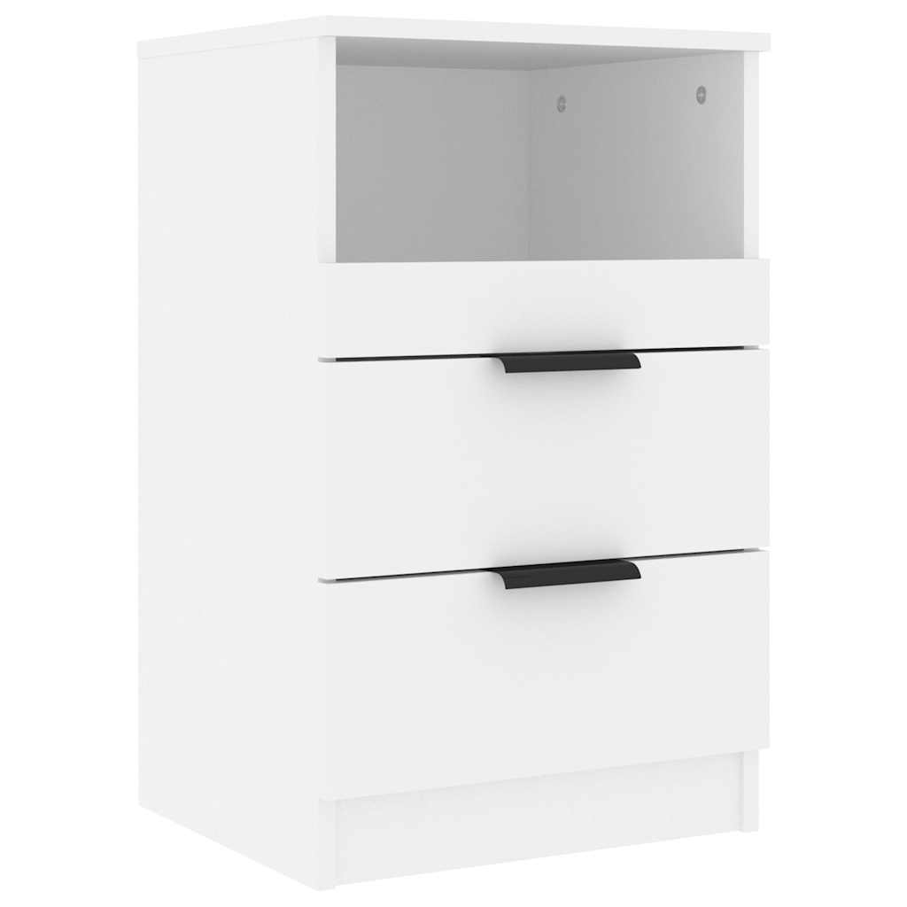 White Bedside Table 2 Drawer Cabinet | HomeAndLiving