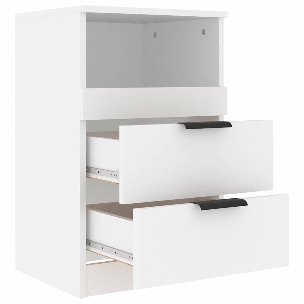 White Bedside Table 2 Drawer Cabinet | HomeAndLiving