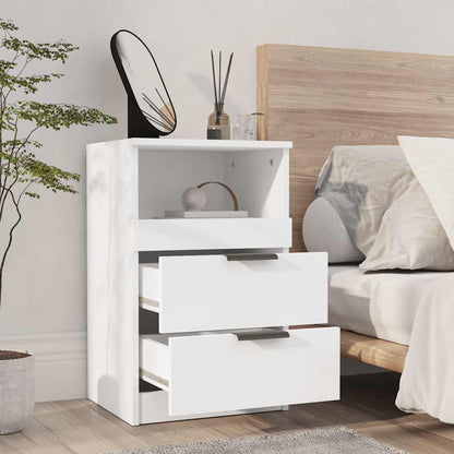 White Bedside Table 2 Drawer Cabinet | HomeAndLiving