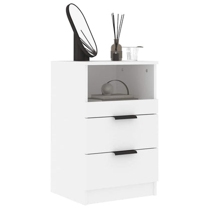 White Bedside Table 2 Drawer Cabinet | HomeAndLiving