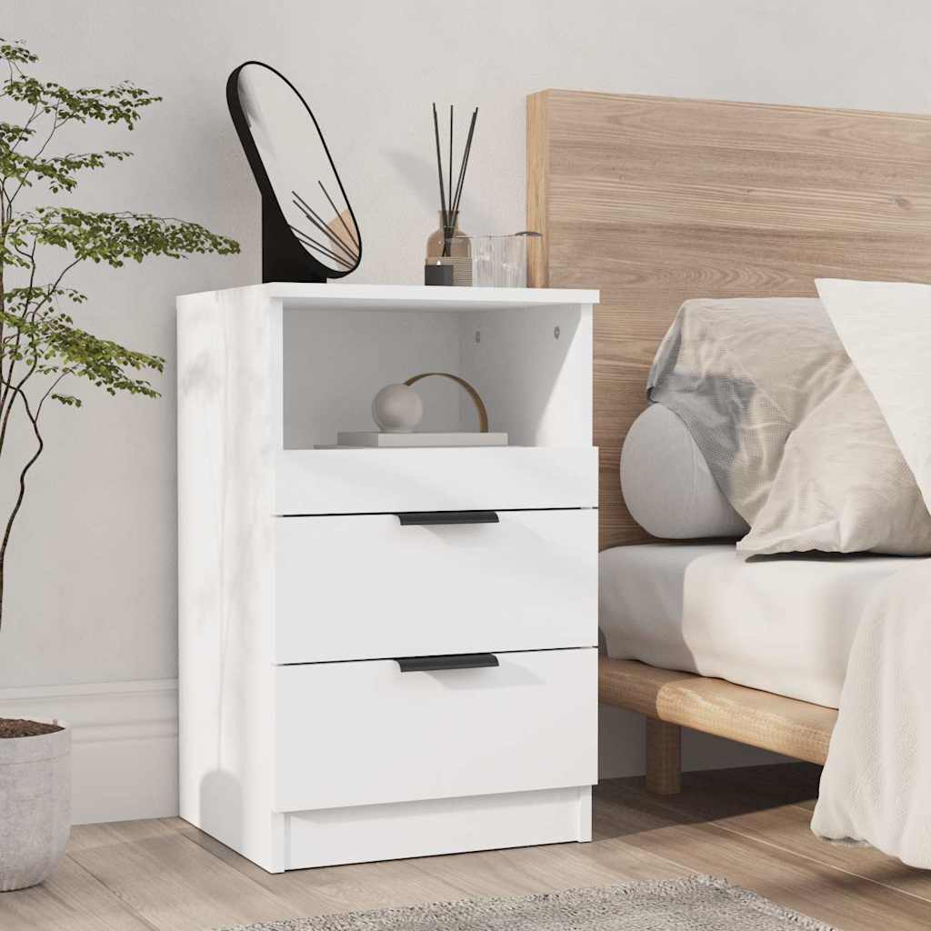 White Bedside Table 2 Drawer Cabinet | HomeAndLiving