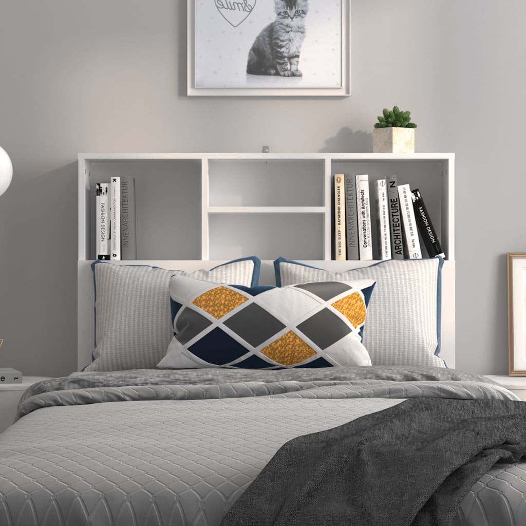 Headboard Cabinet White 100cm Bedroom Storage | HomeAndLiving