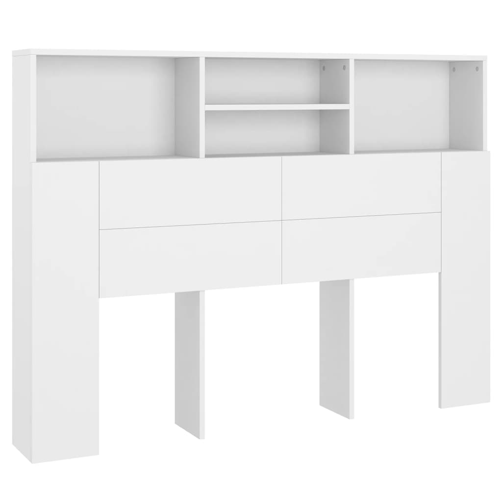 Headboard Cabinet White 140cm Wall Storage | HomeAndLiving