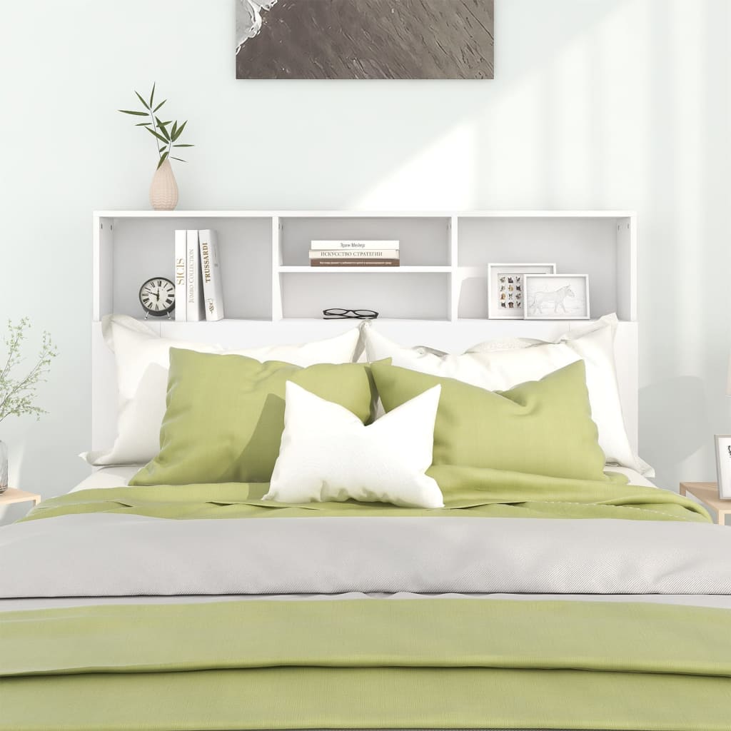 Headboard Cabinet White 140cm Wall Storage | HomeAndLiving